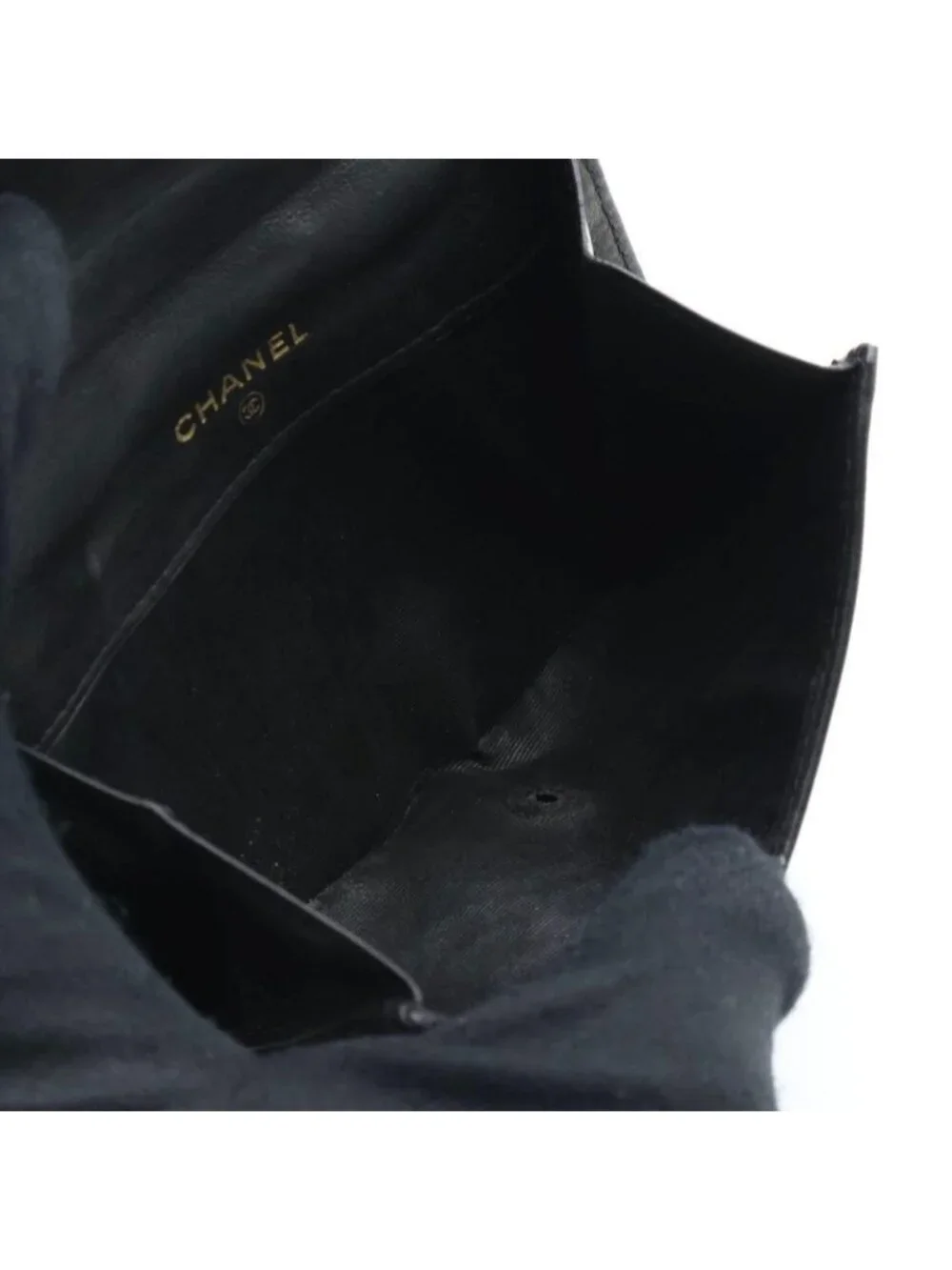 Chanel Jumbo CC Logo Hook Bifold Wallet Lambskin Black